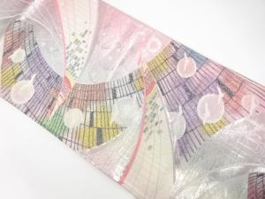 孔雀に水玉模様織り出し　振袖用袋帯